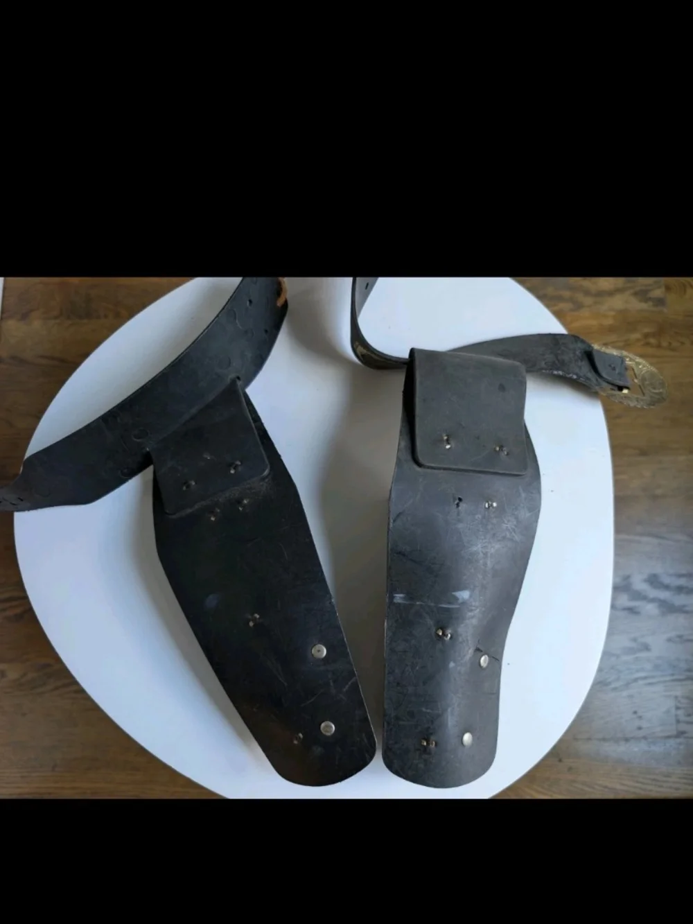 VTG Western Leather Double Holster Gun Belt Cowboy Costume Toy Gold Star Buckle